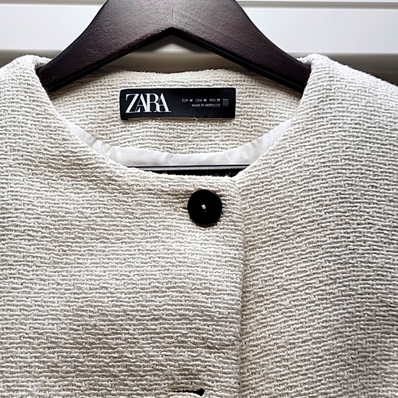Pronounced shoulder, textured jacket, Zara, size M, cream, EUC - Picture 3 of 5